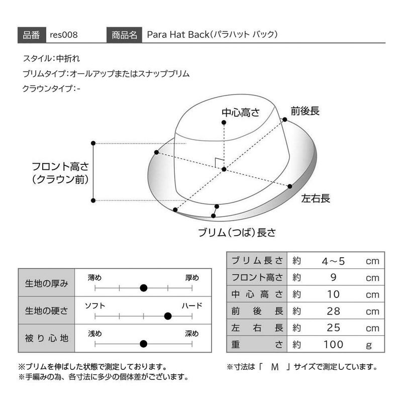 レッターのソフトハット Para Hat Back（パラハット バック） ネイビー
