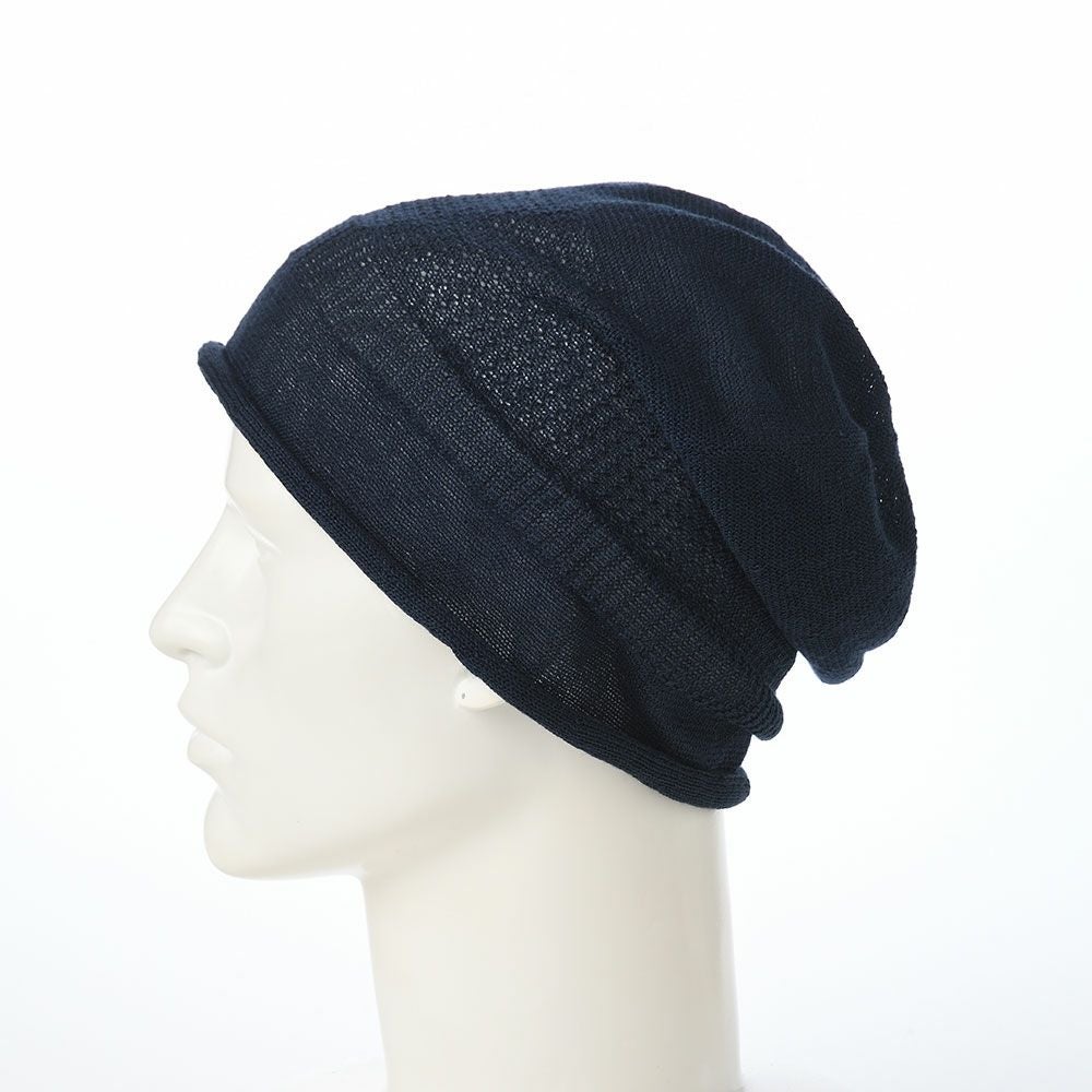 レッター ニット帽 Linen beanie（リネンビーニー） ネイビー | 帽子