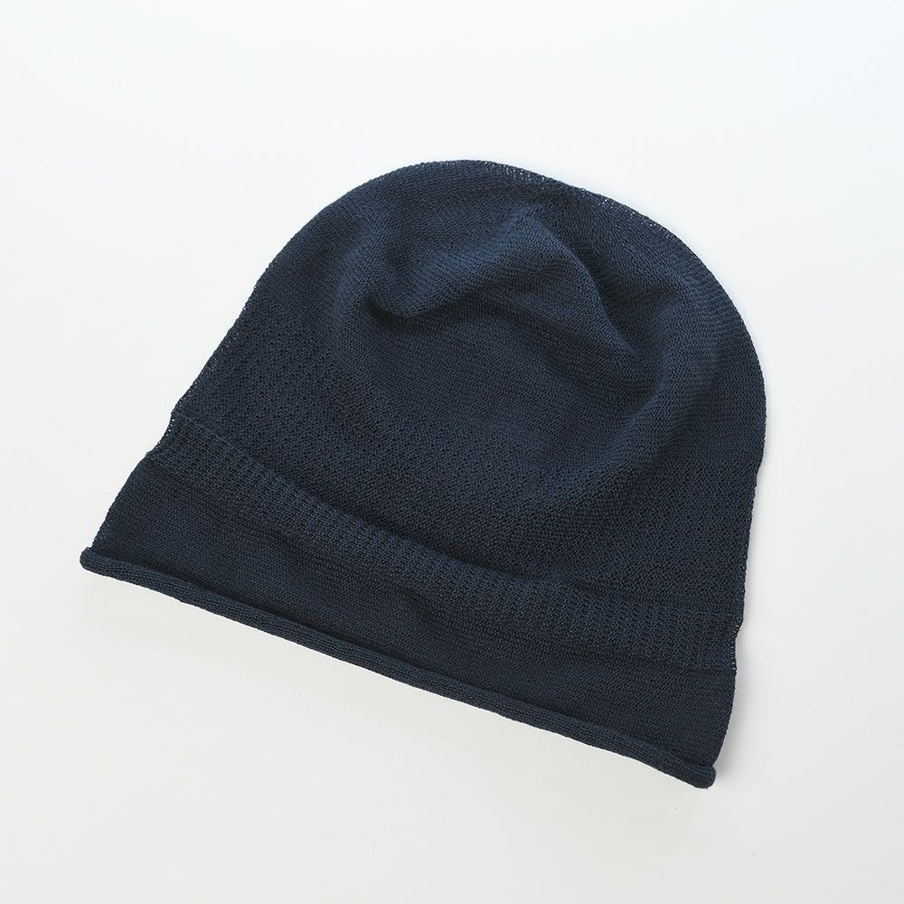レッター ニット帽 Linen beanie（リネンビーニー） ネイビー | 帽子