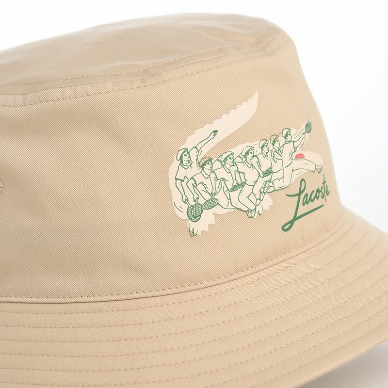 ラコステのバケットハット CROCODILE PRINT BUCKET HAT（クロコダイルプリント バケットハット） L1364 ベージュ