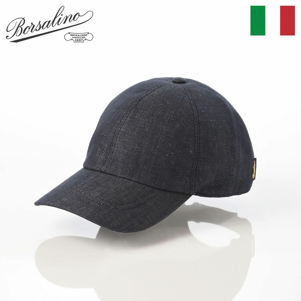 ベースボールキャップ黒/グレー ボルサリーノ キャップ Baseball Cap Hiker Oxord Denim（ベイスボール