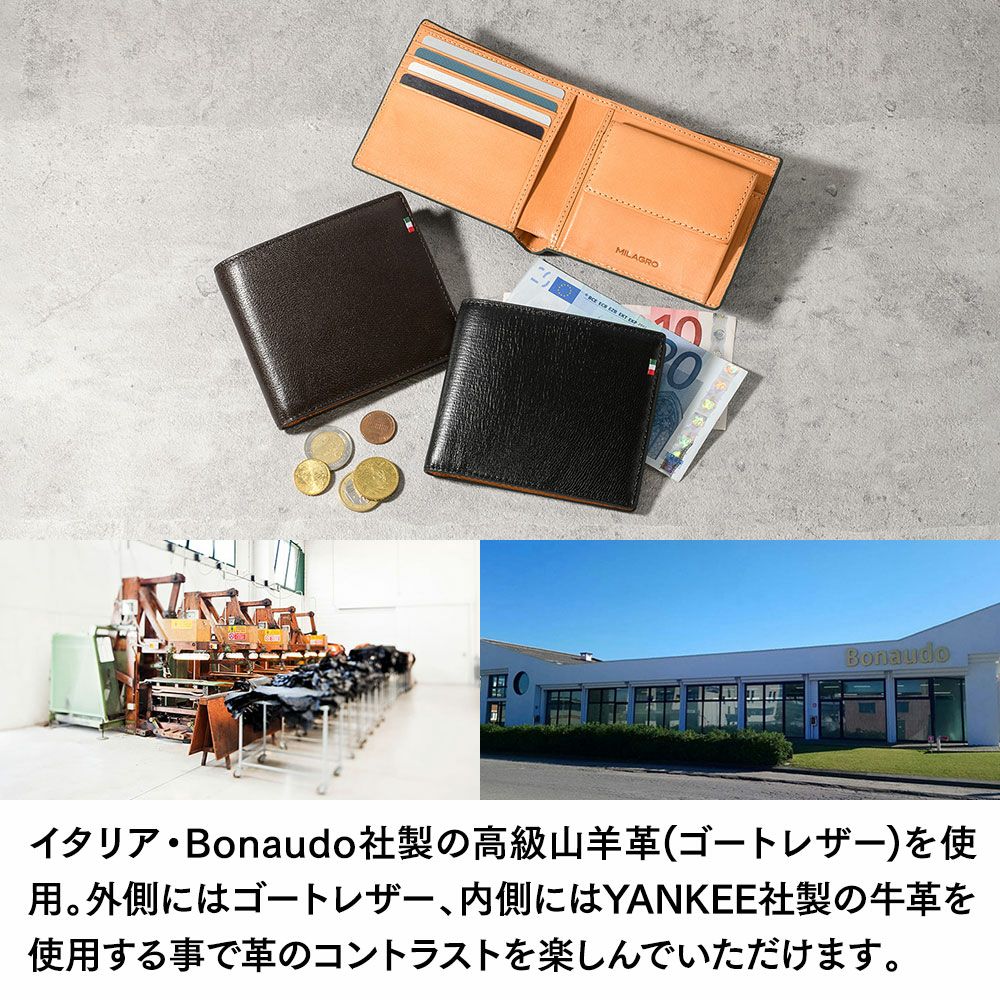 2999【未使用】SalvatoreFerragamoレザーウォレット ミラグロ 二つ折り財布 Palmellato Goat Leather Wallet（パルメラート
