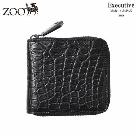 ズーの二つ折り財布 ALLIGATOR Zip-around Wallet（アリゲーター ジップアラウンドウォレット ） ZBF-034 ピアノブラック