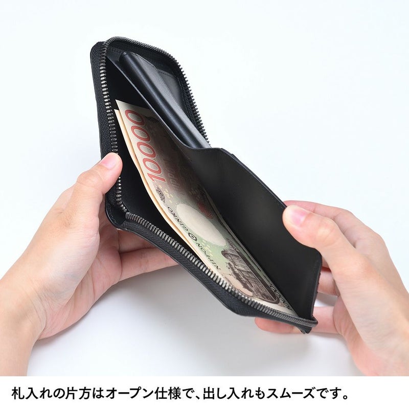 ズーの二つ折り財布 ALLIGATOR Zip-around Wallet（アリゲーター ジップアラウンドウォレット ） ZBF-034 ピアノブラック