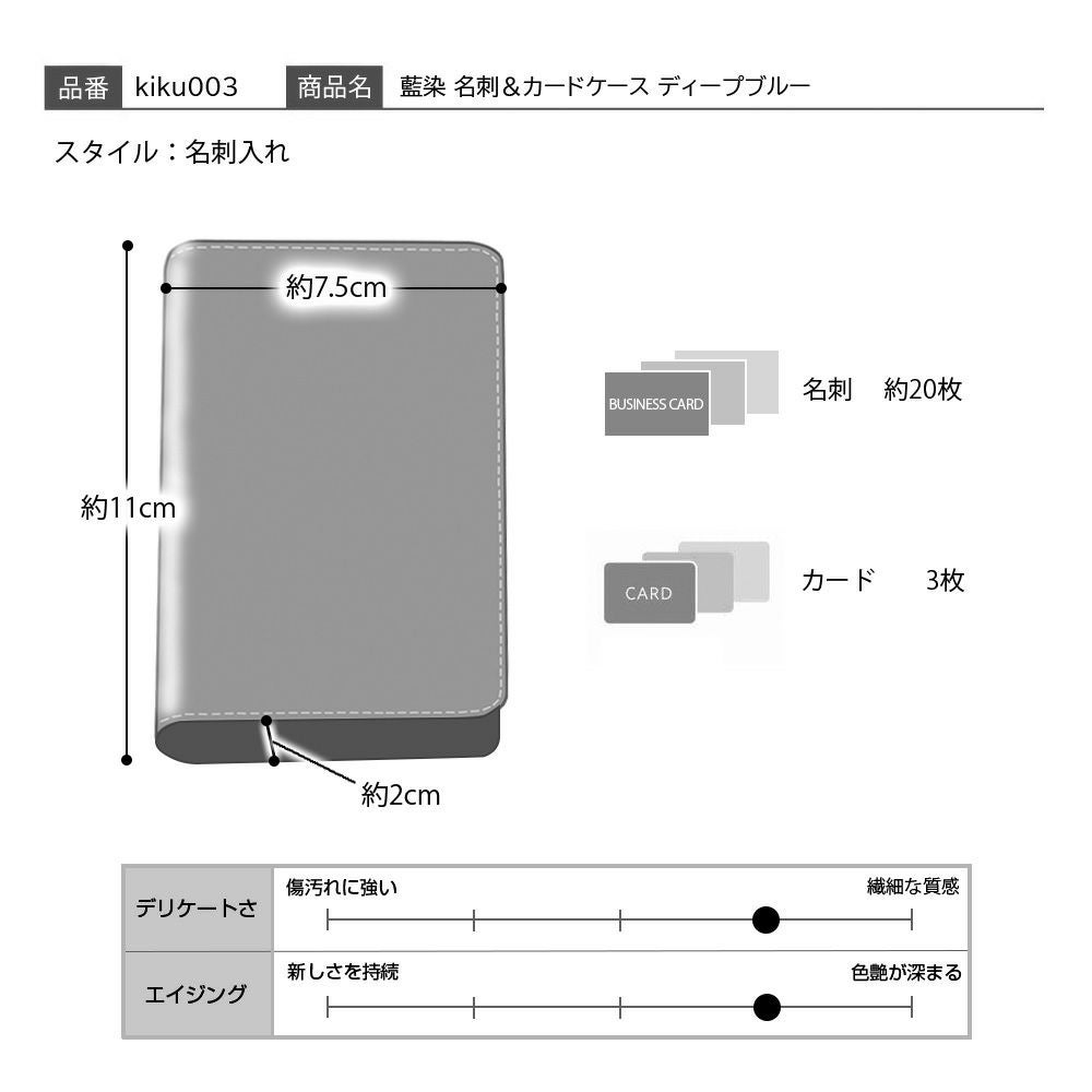 キクヒロ 名刺入れ 藍染 名刺＆カードケース ディープブルー | 帽子