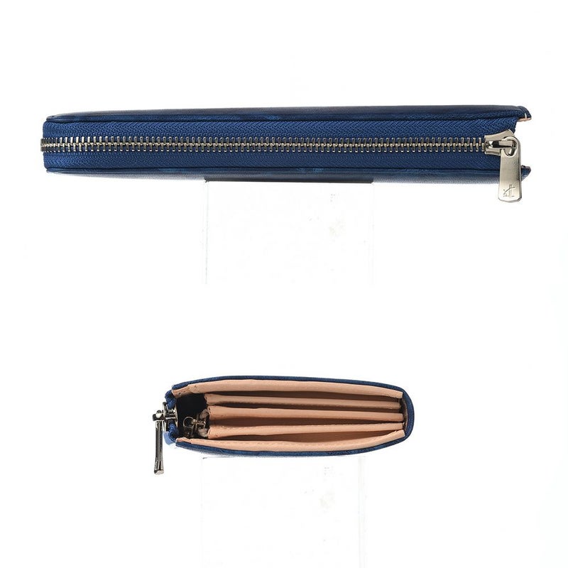 キクヒロの長財布 藍染 L字ファスナー長財布 ディープブルー