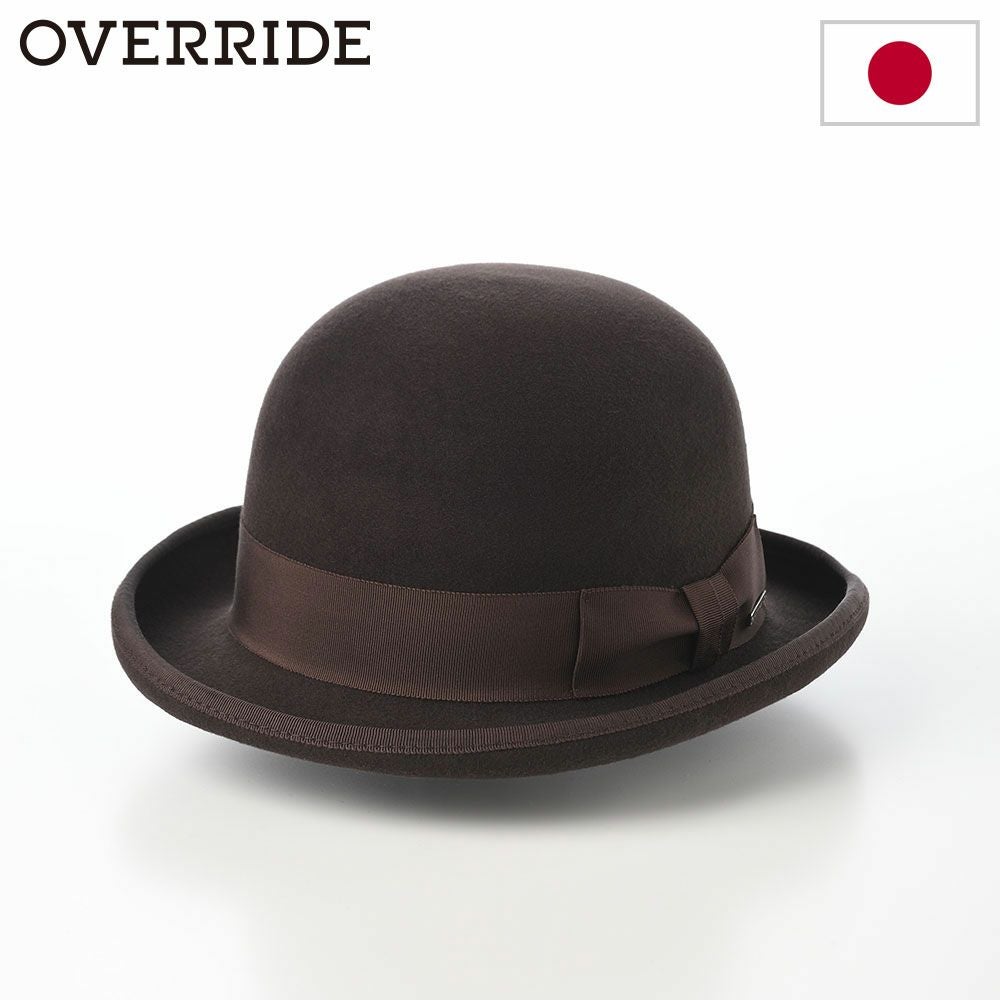オーバーライド 美品フェルトリボンハット 秋冬春物 オーバーライド フェルトハット OR FELT BOWLER（フェルトボーラー