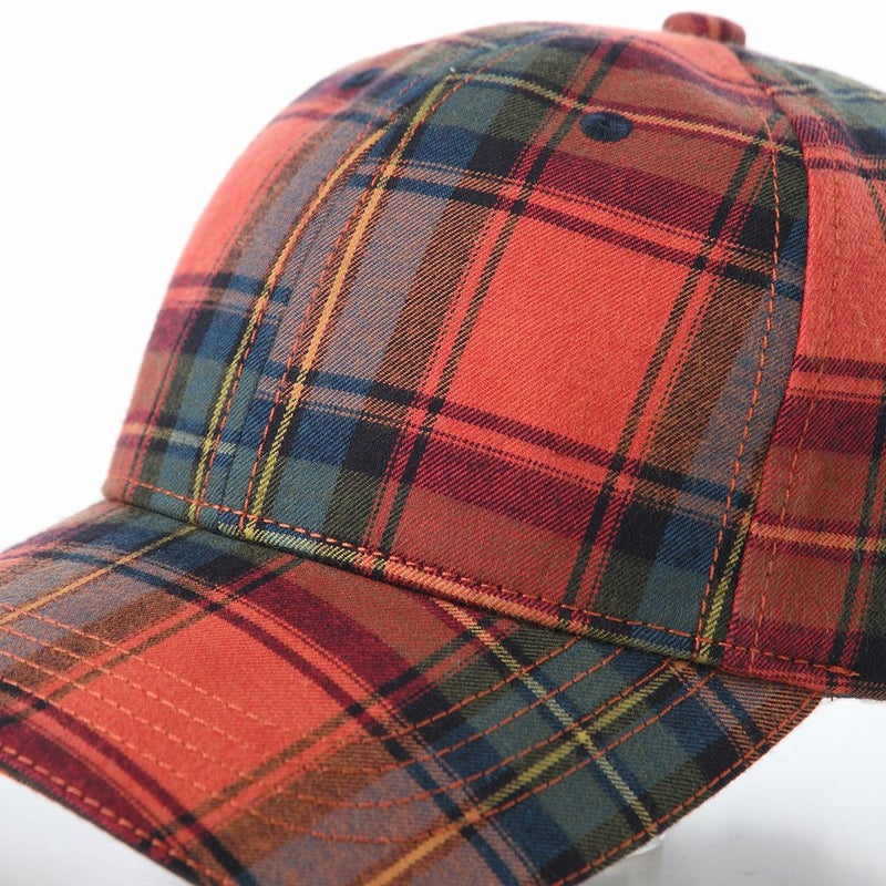 オーバーライドのキャップ OR OGC CHECK 6P CAP SG（オーガニックコットン チェックキャップ） レッド