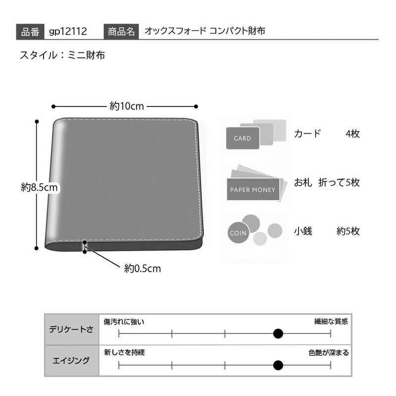 ゴールドファイルのミニ財布 オックスフォード コンパクト財布 ブラック