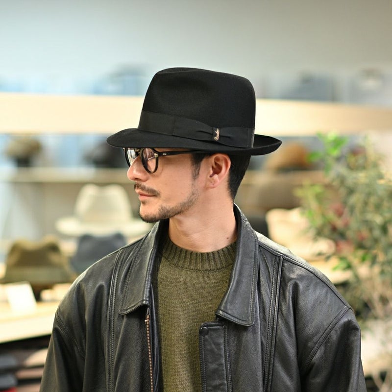 ボルサリーノのフェルトハット Alessandria Claudio Detachable Ribbon（アレッサンドリア クラウディオ デタッチャブル リボン） 390335 ブラック