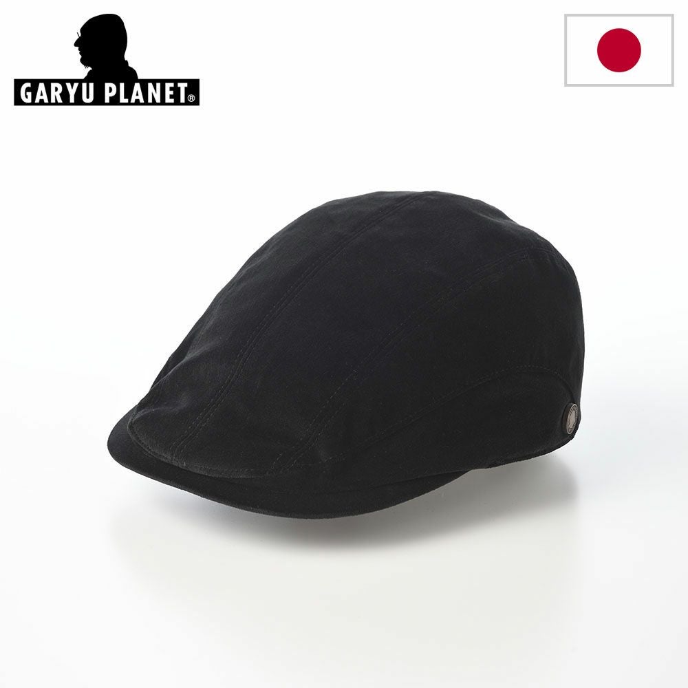 ボルサリーノ　黒いキャスケット 調整可能バックル付き ボルサリーノ キャスケット Hunting Ubaldo Herringbone（ハンチング