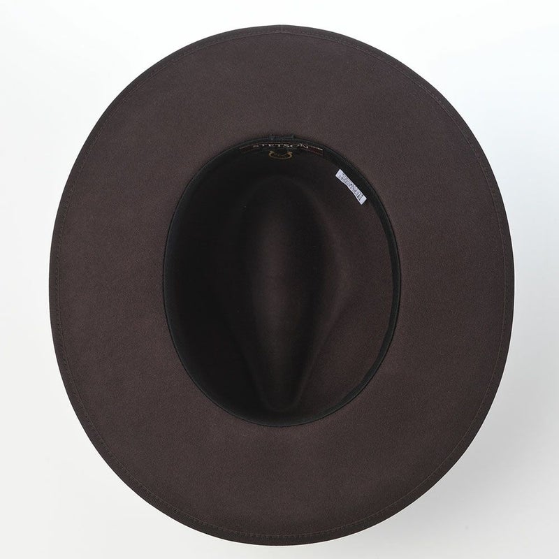 ステットソンのフェルトハット WOOL FELT LONG FLAT BRIM（ウールフェルト ロングフラットブリム） SE827 ダークブラウン