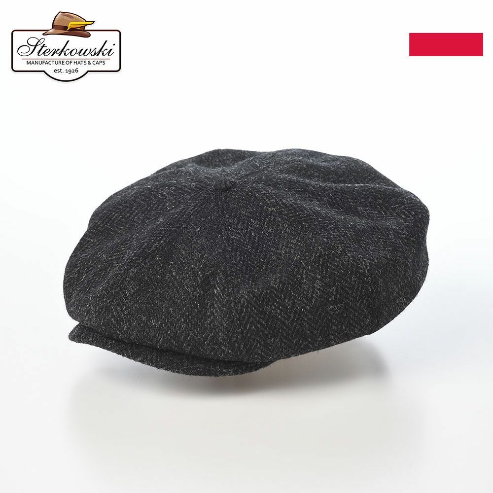 ステルコフスキー ピーキーブラインダーズ ハリスツイード ブラックヘリンボーン ステルコフスキー キャスケット Peaky Blinders Harris Tweed