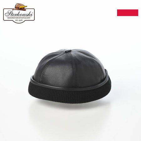ステルコフスキーのロールキャップ Leon Leather（レオン レザー） ブラック