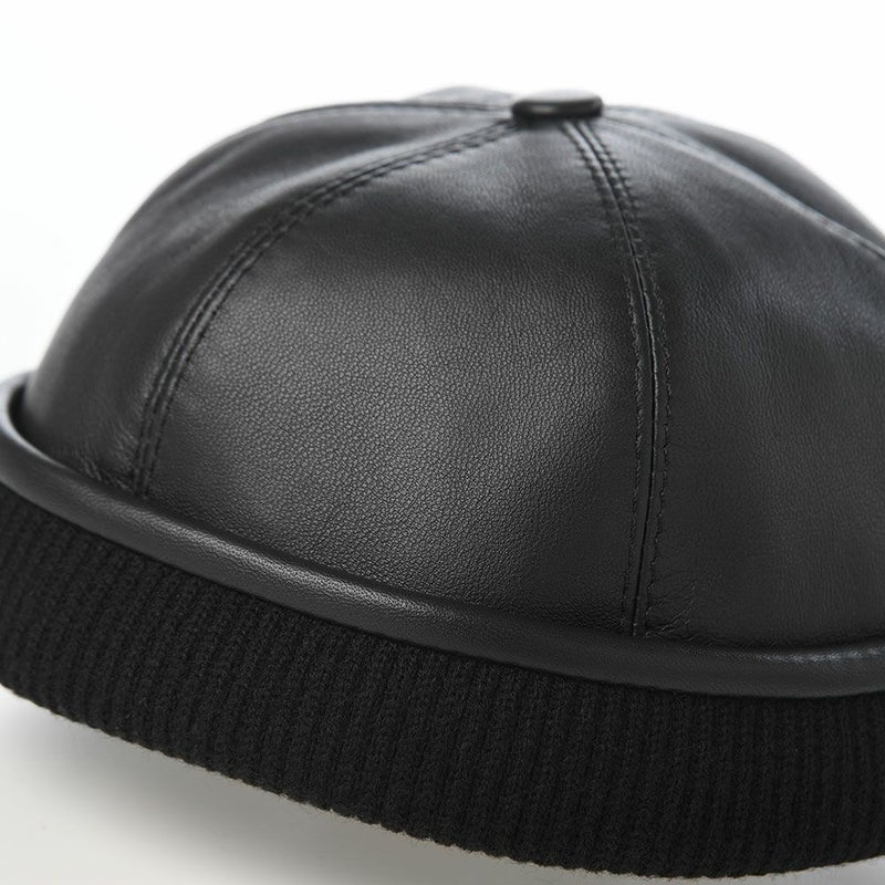 ステルコフスキーのロールキャップ Leon Leather（レオン レザー） ブラック