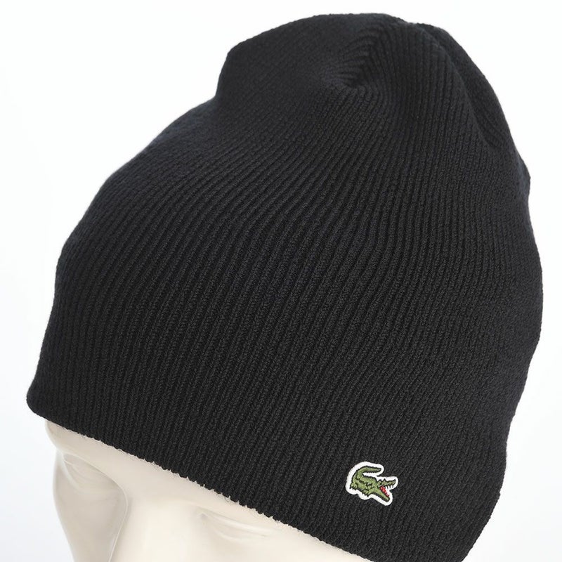 ラコステのニット帽 WOOL KNIT BEANIE（ウール ニットビーニー） L1387 ブラック