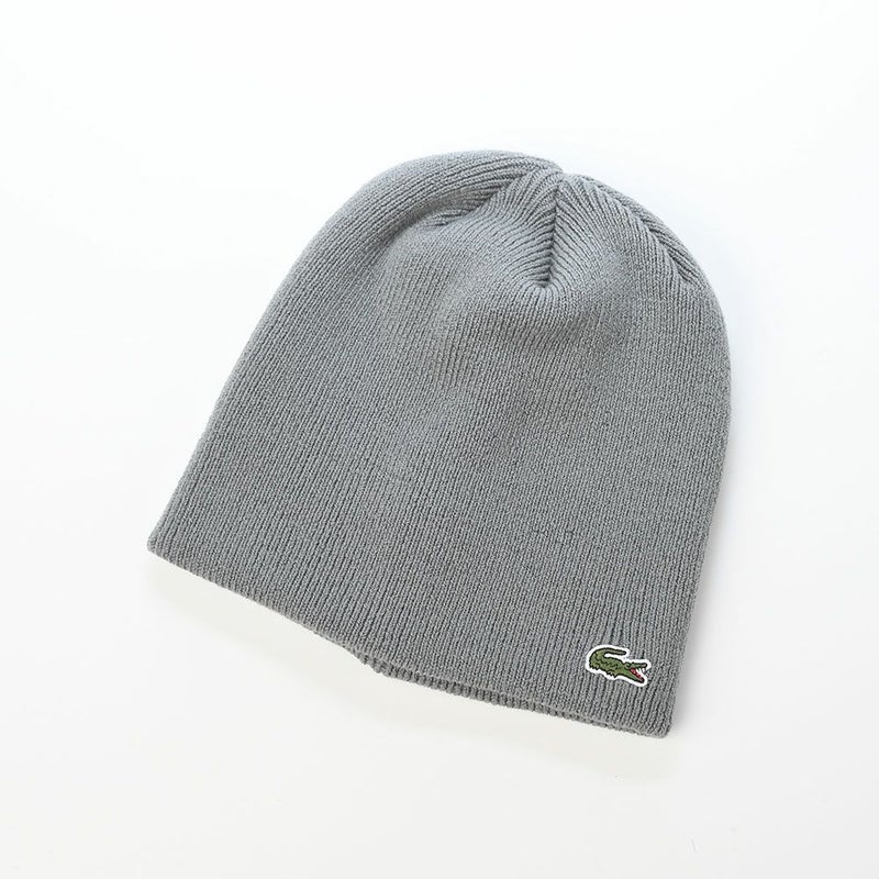 ラコステのニット帽 WOOL KNIT BEANIE（ウール ニットビーニー） L1387 グレー