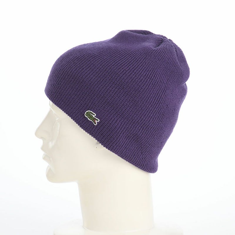 ラコステのニット帽 WOOL KNIT BEANIE（ウール ニットビーニー） L1387 パープル