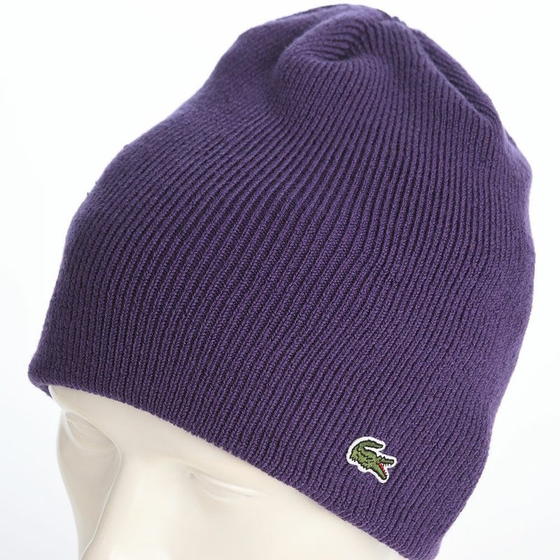 ラコステのニット帽 WOOL KNIT BEANIE（ウール ニットビーニー） L1387 パープル