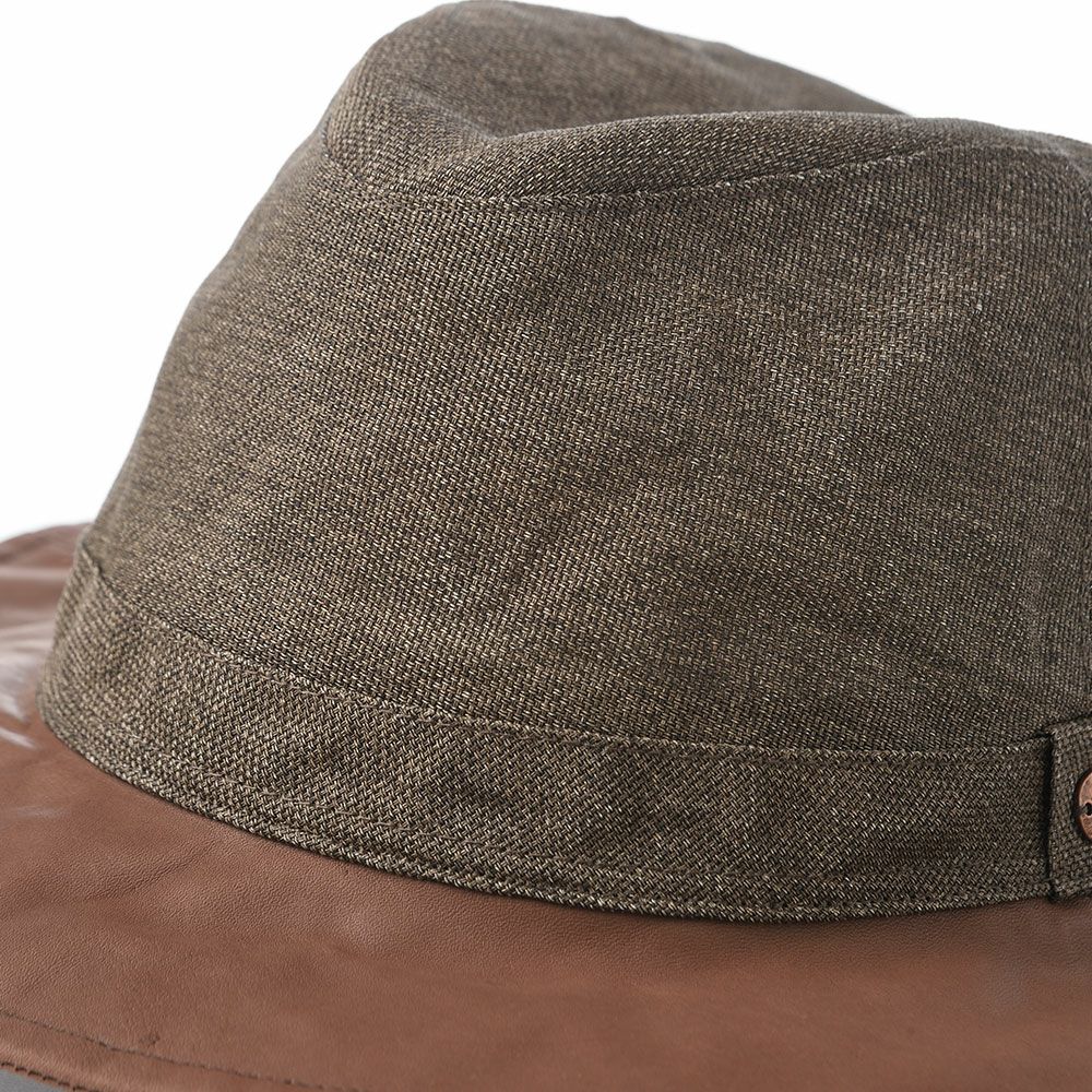 モーノ ソフトハット Long brim paper cloth ＆ leather mannish