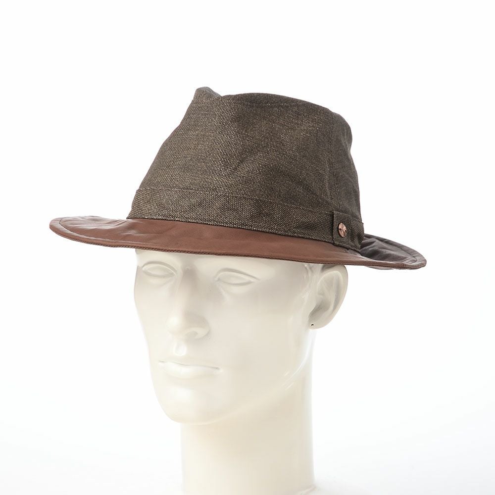 モーノ ソフトハット Long brim paper cloth ＆ leather mannish