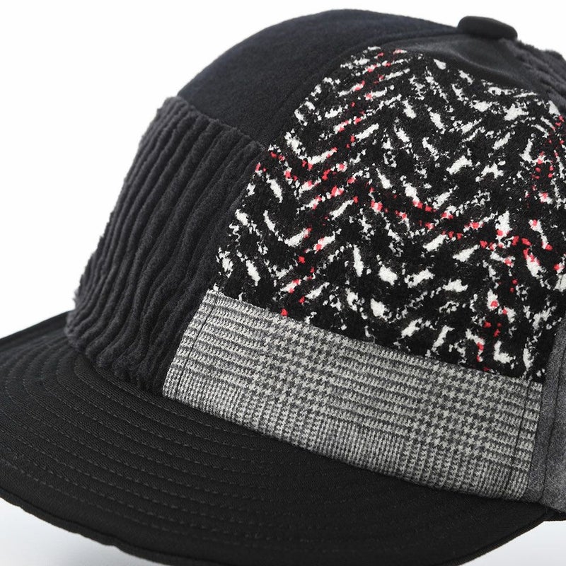 モーノのキャップ Patchwork short brim cap（パッチワークショートブリムキャップ） ブラック