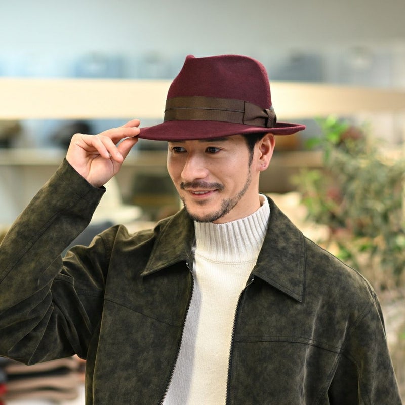 レッターのフェルトハット Wool Tumami（ウール ツマミ） ワイン