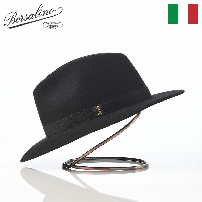 ボルサリーノのフェルトハット Country Cashmere Hatband（カントリー カシミヤハットバンド） 540007 ブラック