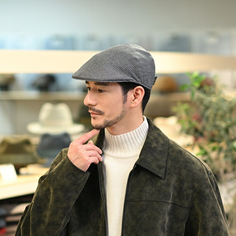ボルサリーノのハンチング Hunting Parigi  Micro Houndstooth（ハンチング パリギ マイクロハウンドトゥース） B12182 ブラック