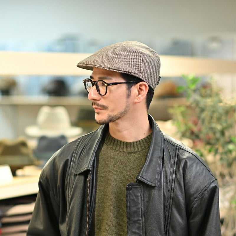ボルサリーノのハンチング Hunting Parigi  Micro Houndstooth（ハンチング パリギ マイクロハウンドトゥース） B12182 ブラウン