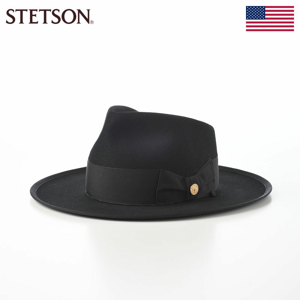STETSON ステットソン ウールハット USA ブラック 高級 良品 ステットソン フェルトハット 160th JP OPENCRPWN（160th JP オープン