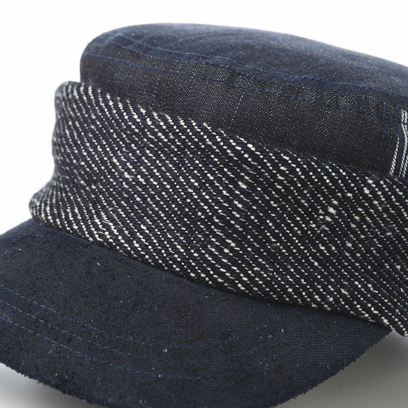 イケガミ帽子工房のワークキャップ Handloom Roll（ハンドルーム ロール） ネイビーミックス