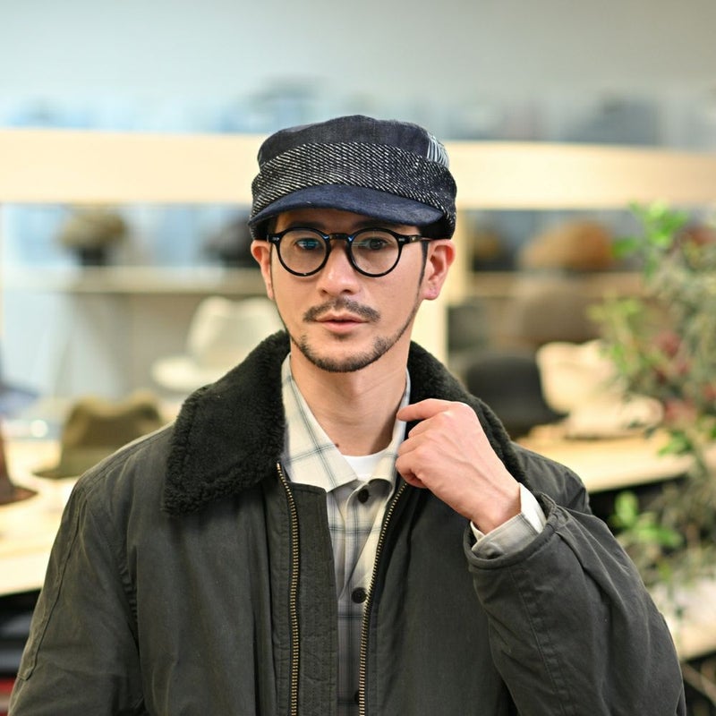 イケガミ帽子工房のワークキャップ Handloom Roll（ハンドルーム ロール） ネイビーミックス