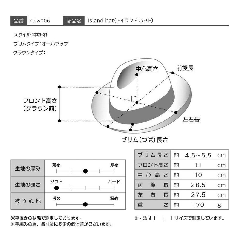 ノルのソフトハット Island hat（アイランド ハット） ネイビー