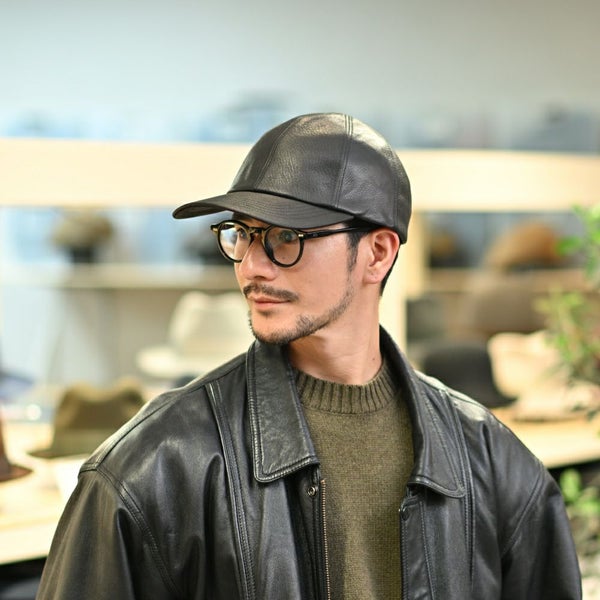8panel Leather Cap（8パネル レザー キャップ） ブラック