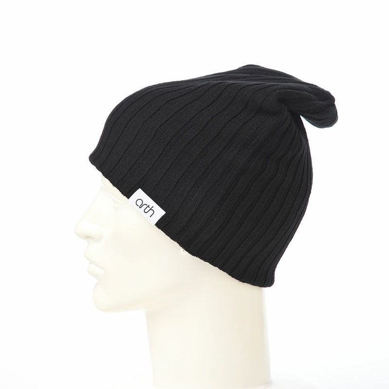 アースのニット帽 Silk Double Beanie（シルク ダブルビーニー） ブラック