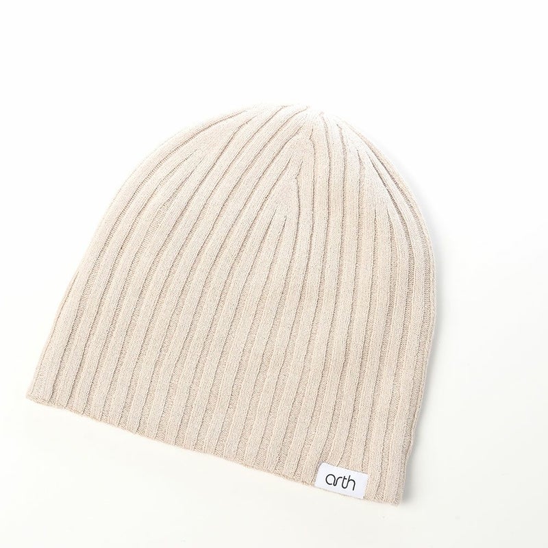 アースのニット帽 Silk Double Beanie（シルク ダブルビーニー） ライトベージュ