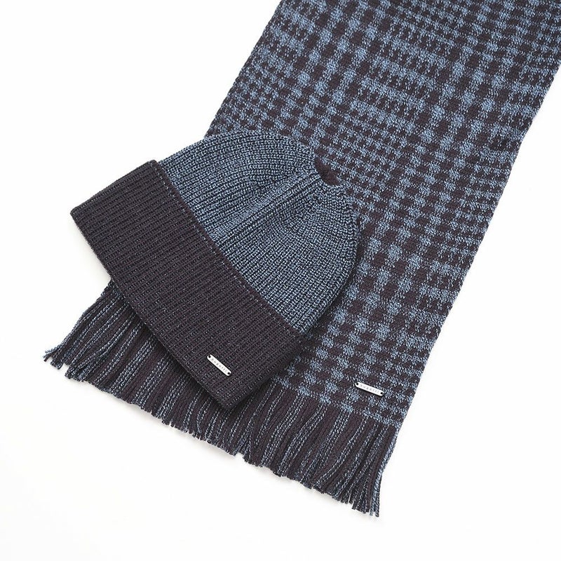 ブガッティのスカーフ・マフラー Check Scarf ＆ Beanie（チェックスカーフ＆ビーニー） 630212 ネイビー