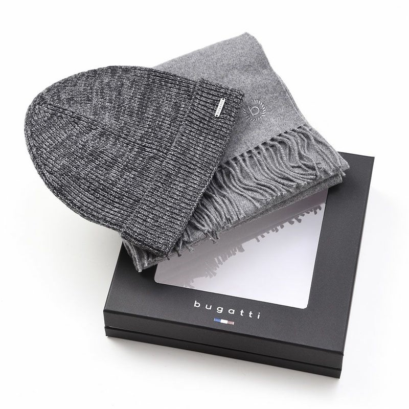 ブガッティのスカーフ・マフラー Virgin Wool Scarf ＆ Beanie（バージンウール スカーフ＆ビーニー） 630214 グレー
