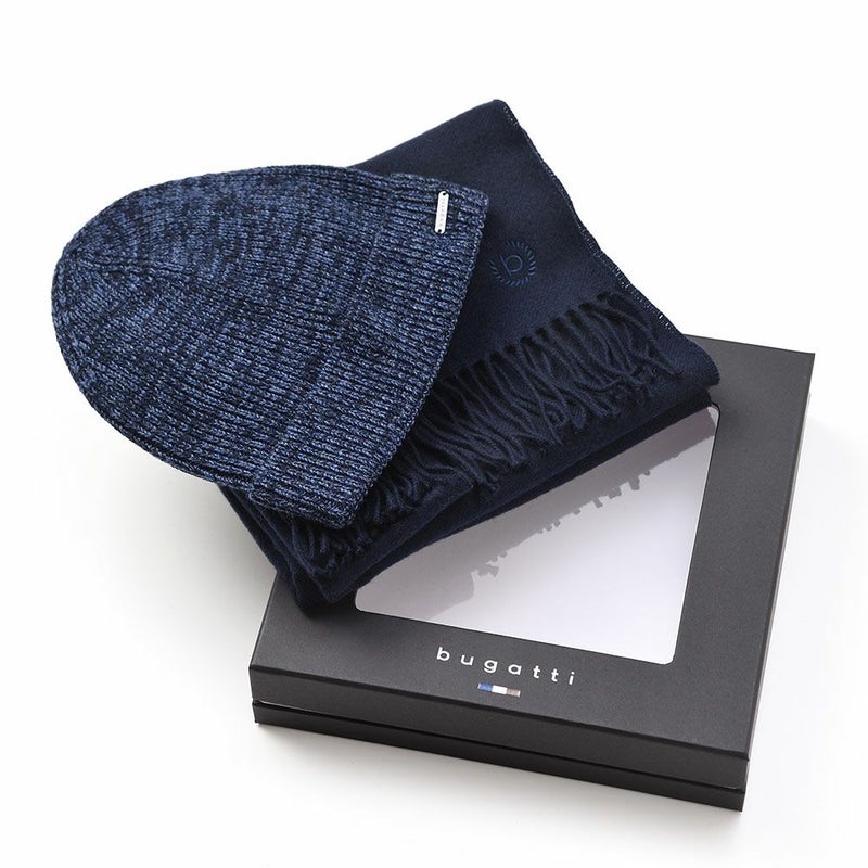 ブガッティのスカーフ・マフラー Virgin Wool Scarf ＆ Beanie（バージンウール スカーフ＆ビーニー） 630214 ネイビー