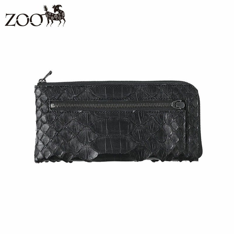 ズーの長財布 6ｍUPパイソン L字ファスナー 長財布 ブラック