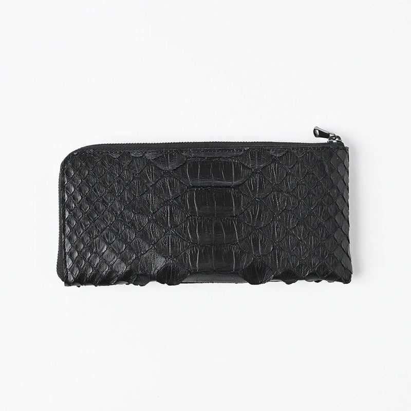 ズーの長財布 6ｍUPパイソン L字ファスナー 長財布 ブラック