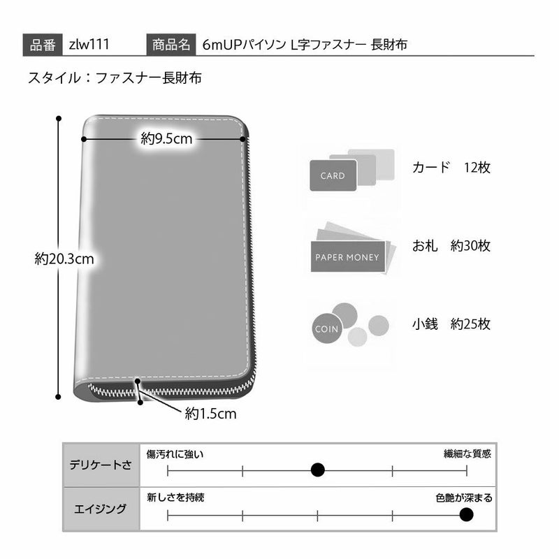 ズーの長財布 6ｍUPパイソン L字ファスナー 長財布 ブラック