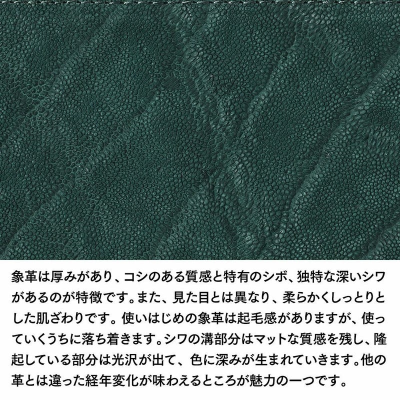 ズーのミニ財布 エレファント L字ファスナー ミディアムウォレット グリーン