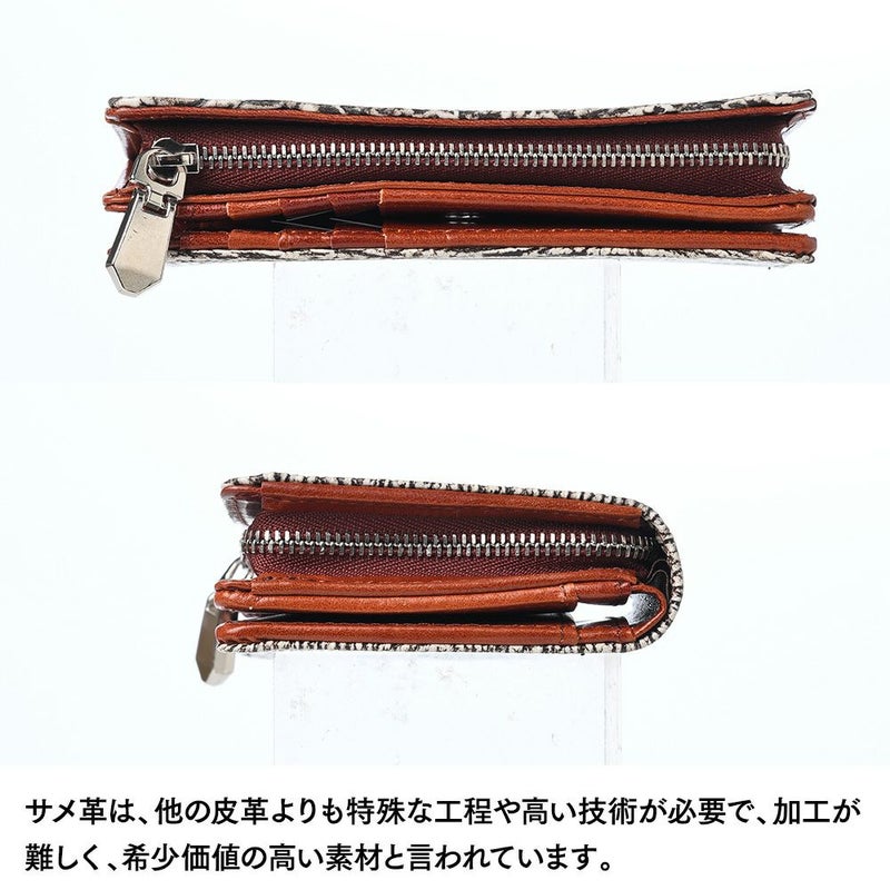 ズーの二つ折り財布 ヨシキリザメ 二つ折り ミディアムウォレット バニラ