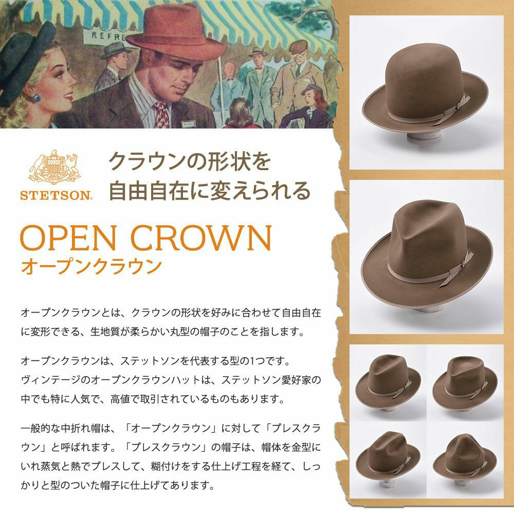 ステットソン フェルトハット OPENROAD 160th US（オープンロード