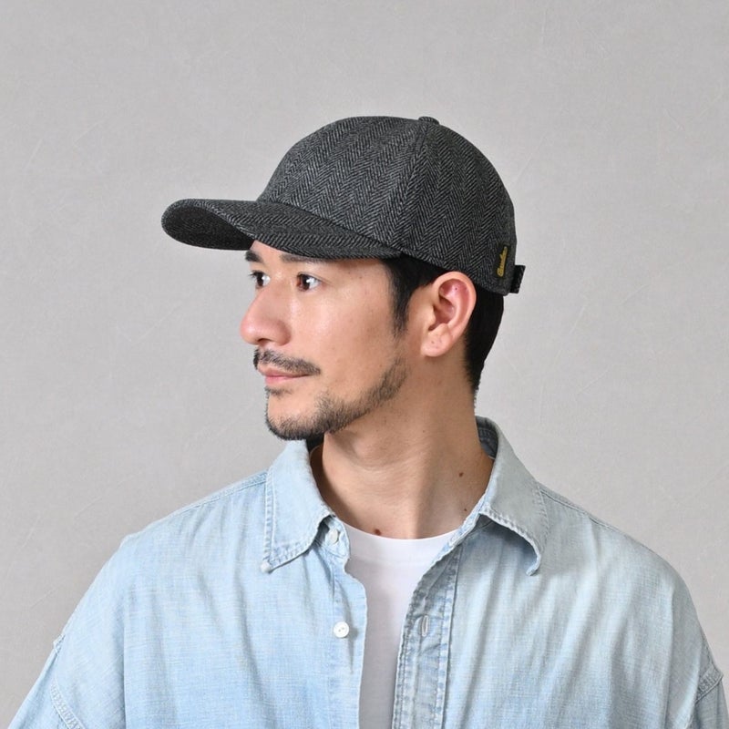 ボルサリーノのキャップ Baseball Cap Hiker RS Herringbone（ベースボールキャップ ハイカー RS ヘリンボーン） B95174 ブラック
