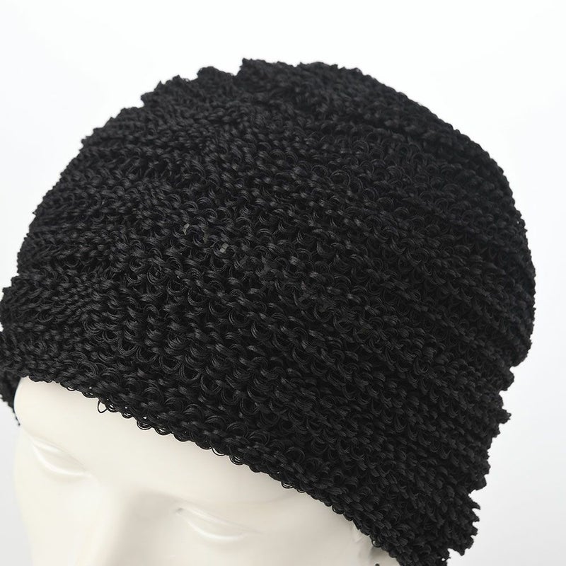 レッターのニット帽 Straw Yarn Stepped（ストローヤーン ステップド） ブラック