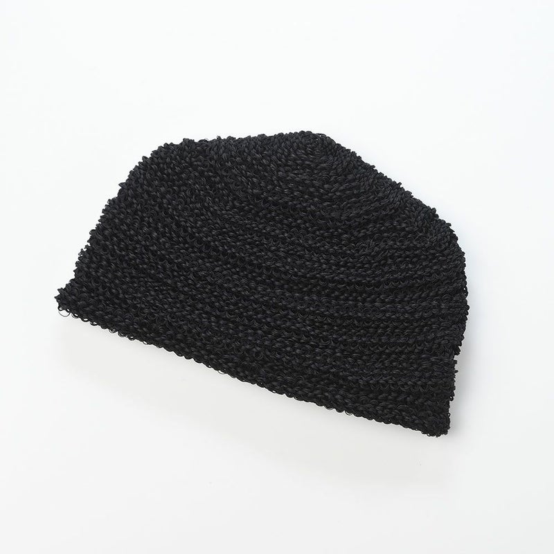 レッターのニット帽 Straw Yarn Stepped（ストローヤーン ステップド） ブラック