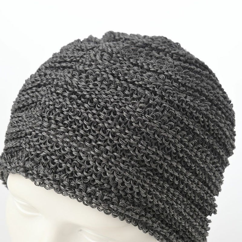 レッターのニット帽 Straw Yarn Stepped（ストローヤーン ステップド） グレー